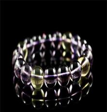 静雅饰品天然紫黄水晶手链批发9-10mm巴西进口水晶 正品水晶手链