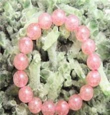 工厂直销南非天然石头草莓晶圆形10MM圆珠手链