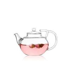 耐高温玻璃花草茶壶 防脱落双把压盖壶 玻璃茶具透明泡茶壶茶具