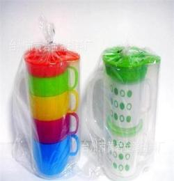 热销 套装凉水壶 一壶两杯 带盖 塑料杯 塑料壶
