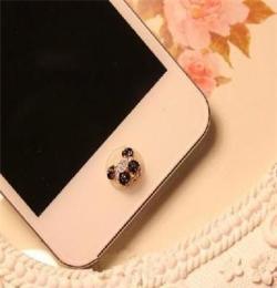 韩国可爱满钻小熊猫苹果手机HOME贴iPhone4S 5 iPad按键贴