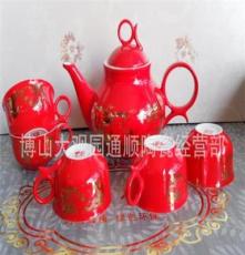 厂家直销高温中国红瓷茶具 茶具套装 龙凤呈祥 婚庆优选