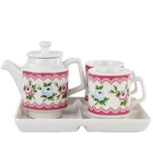 茶具套装 花卉釉上彩套组 原厂直销 商务礼品套装 陶瓷茶具