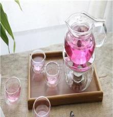 耐热玻璃花茶壶飘带壶三件式玻璃带过滤泡茶壶压把壶