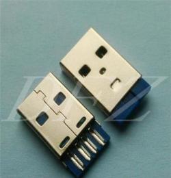 USB2.0 AM短体焊线一体式蓝胶