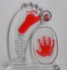 郑州宝宝百天纪念品手脚印制作/婴儿水晶照片影像手脚印定做/