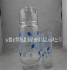 广告礼品促销赠品套装玻璃水杯 水具套装 带花玻璃杯
