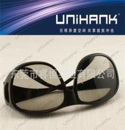 UNIHANk 批發(fā)大框不閃式3D電視通用款圓偏光立體眼鏡 3D立體眼鏡