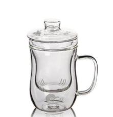 品一恒 耐热花茶杯 美体杯 带盖过滤透明玻璃水杯 办公室三件杯