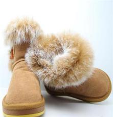 冬款新品 氣質女童高品質翻毛皮兔毛內羊絨成份雪地靴 外貿童裝