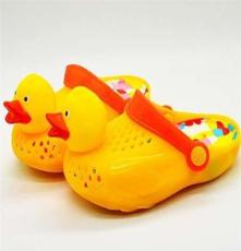 2014新款兒童洞洞鞋 可愛小黃鴨PVC吹氣拖鞋 夏天寶寶會發聲涼鞋