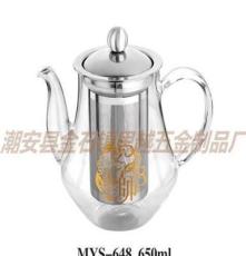 耐热玻璃壶玻璃茶具玻璃茶壶.进口高棚茶壶.不锈钢304内胆