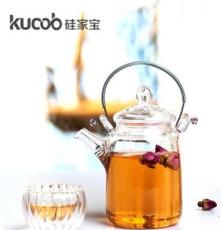 kucob硅家宝耐高温提梁玻璃花茶壶提梁玻璃壶