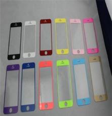 IPHONE4/5彩色丝印钢化玻璃膜 丝印彩色保护贴膜手机彩色保护贴