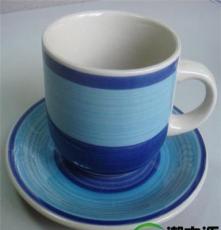 cup&saucer 350cc陶瓷杯碟 手绘花面 炻瓷石瓷咖啡杯蝶餐具套装