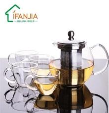 玻璃茶具套装 四合一整套 耐热过滤功夫花茶壶 花草茶杯 茶壶茶杯