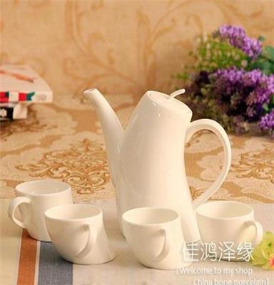 精装礼品 唐山骨瓷功夫茶具 高档礼品 香蕉壶套装/ 纯白5件套