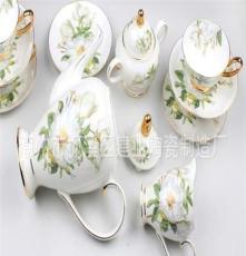 厂家热款骨瓷茶具 15头咖啡具 礼品骨瓷 欧式花卉风格 杯碟 餐具