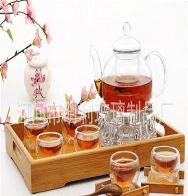 玻璃茶壶 透明创意整套茶具 玻璃花茶壶套装加厚玻璃茶具套装