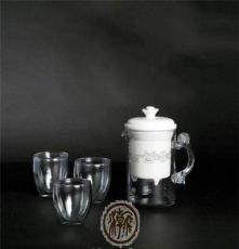 和记张生126(功夫茶道组)陶瓷泡茶器玻璃公道杯三个玻璃杯