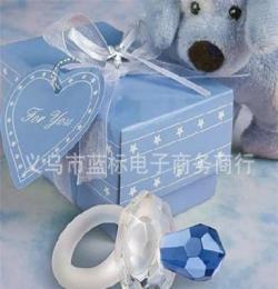 蓝色水晶婴儿奶嘴 厂家直销 婚礼回礼 促销礼品外贸原单