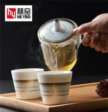 赫窑 骨瓷整套功夫茶具 直柄玻璃壶茶具套装定制