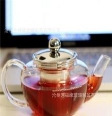 供应 直销 高温耐热花茶壶 苹果形花壶 批发玻璃茶具
