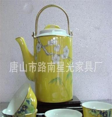 供应唐山茶具 手绘颜色梅花茶具 骨瓷茶杯茶壶 家居摆件 礼品礼物