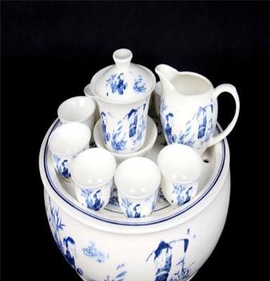 批发10“青花童骨玉瓷工夫茶具，陶瓷茶具，广告茶具，礼品瓷，