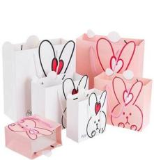 广州厂家订制可爱 卡通兔子儿童礼物包装袋创意 定做喜糖手提纸袋
