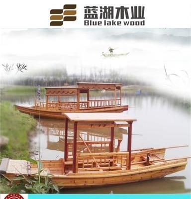 厂家水上旅游观光手划单篷船 摇橹船 乌篷仿古游览木船 实木道具模型