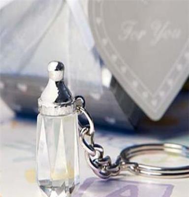 水晶童婴儿奶瓶钥匙链 厂家直销 婚礼回礼 促销礼品外贸原单