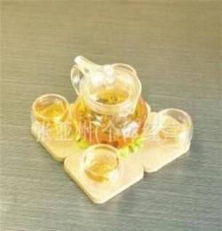 玻璃茶具套组-茶壶一个/品杯四个/茶座一个/赠蜡烛一个