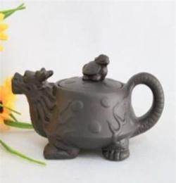 龟龙紫砂半西施壶 红泥灌浆磨具制作壶 品相中等泡茶壶