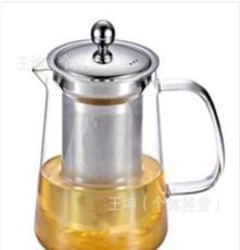 生产批发玻璃花茶壶不锈钢滤网过滤壶泡茶壶耐高温加热茶具600ML