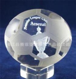 供应水晶球 水晶玻璃足球内雕 比赛纪念品 礼品 可定制