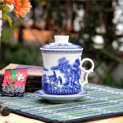 景德镇陶瓷茶杯定制商务会议办公杯手绘茶杯