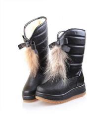 冬季新款雪地靴女棉靴真毛牛筋底棉鞋防滑保暖鞋