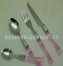塑料柄刀叉不锈钢餐具印花塑柄餐具