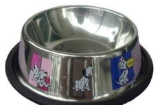 不锈钢宠物碗橡胶底防滑狗盆彩色猫碗-潮州市最新供应