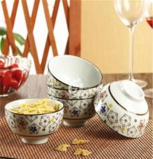 瑜美陶瓷 日式釉下彩绘潮州陶瓷碗 陶瓷餐具套装5碗 礼品碗