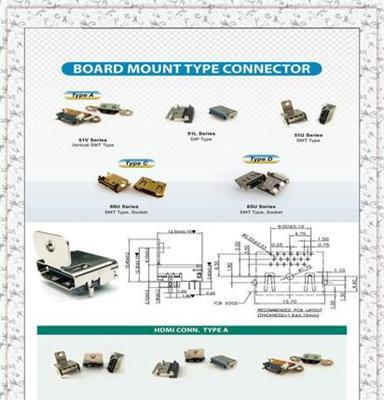 HDMI 19pin母头带锁片螺丝孔90度DIP带定位柱高清连接器