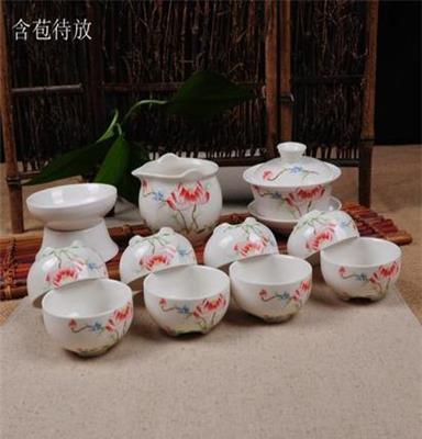 厂家热销景德镇青花瓷茶具 陶瓷盖碗功夫喝茶具小茶杯品茗杯子白瓷创意
