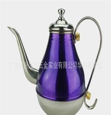 供应不锈钢精美宫廷壶 喷漆不锈钢咖啡壶 不锈钢茶壶 带漏茶壶