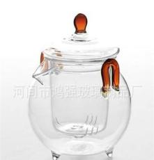 耐热玻璃茶壶 花茶壶琉璃双耳壶 过滤红茶壶 茶杯 三件式玻璃茶具