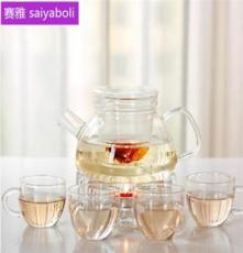 短嘴壶套装 耐热玻璃茶具 花茶壶玻璃茶具套装 茶壶6件套一件代发