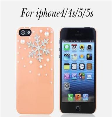 iphone5s手机壳镶钻雪花 新款4/4S 苹果5手机保护套手机套雪糕壳