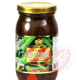 台湾 进口 食品 调味 罐头 宁记剥皮脆辣椒 玻璃瓶 450g