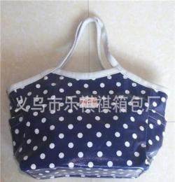 义乌外贸 箱包专业生产流行韩版帆布PVC覆膜手提女包