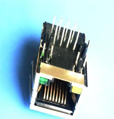 RJ45连接器 带滤波器 带LED灯 6弹 单口100M网络接口